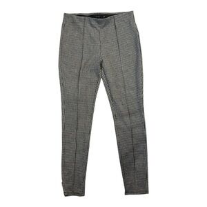Tahari Houndstooth Legging Pants Size L Stretch Waist Front Seam Detail